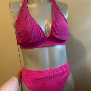 Old Navy Pink Halter Bikini Set with Textured Design